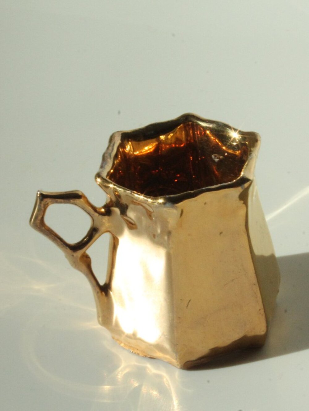 Miniature Hexagonal Golden Pitcher (Germany)